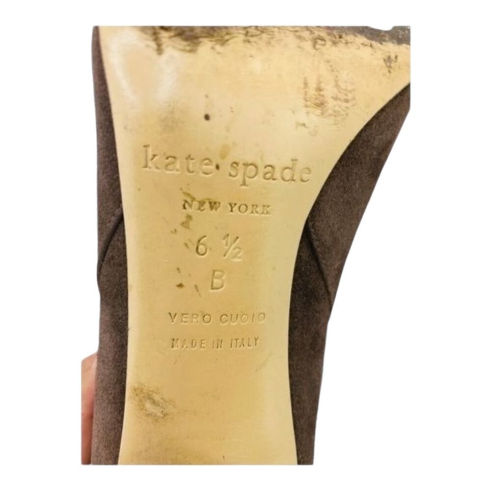 Kate Spade New York Womens Akane Suede Ankle Boots Size 6.5B Brown W/ Gold Heel - Picture 4 of 10